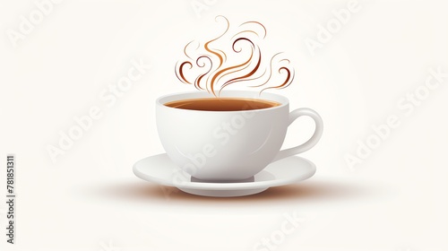 Illustrate a sleek  minimalistic coffee cup with swirling steam  against a clean  crisp white background  exuding warmth and comfort  ideal for a coffee shop or morning routine promotion Vector  clean