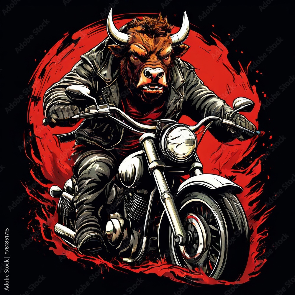 a cow Super biker t shirt sticker design a cow Super biker t shirt sticker design
