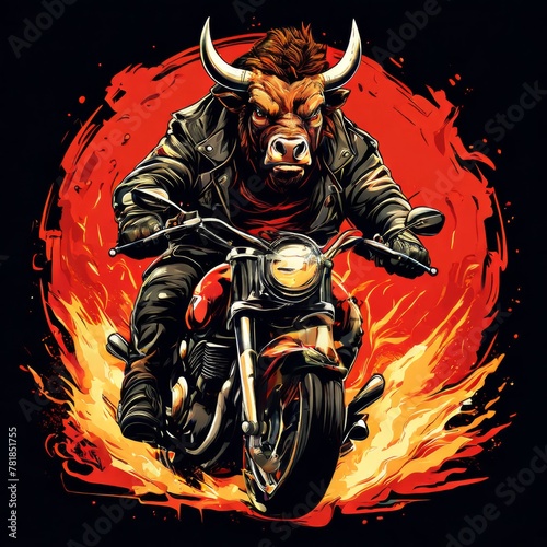 a cow Super biker t shirt sticker design