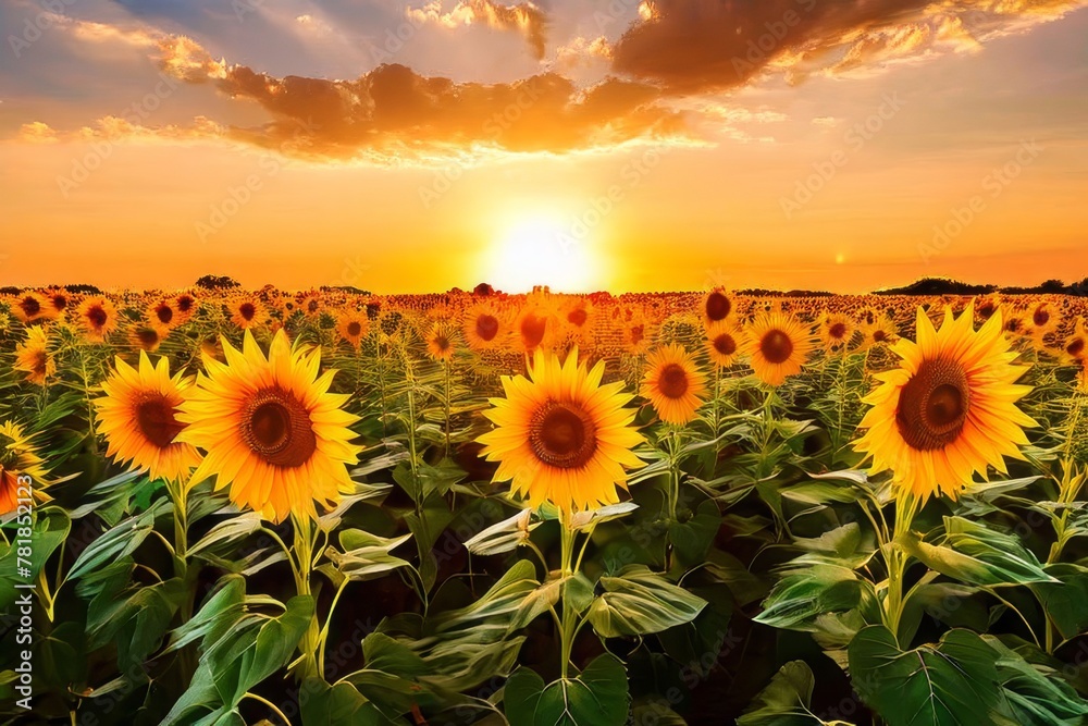 Fototapeta premium a Stunning yellow sunflowers in full bloom.