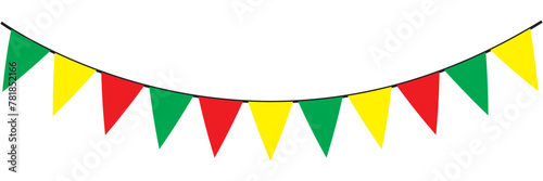 Festive flag garland. Birthday party and carnival garland decoration. isolated on white background. Vector party flags . 