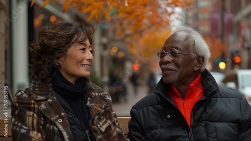 Mature Couple Enjoying Autumn Day in City