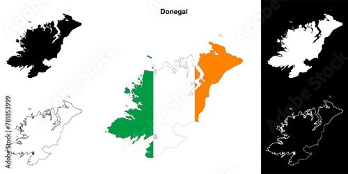 Donegal county outline map set