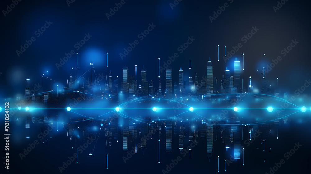 Illustration of technological innovation city light lines