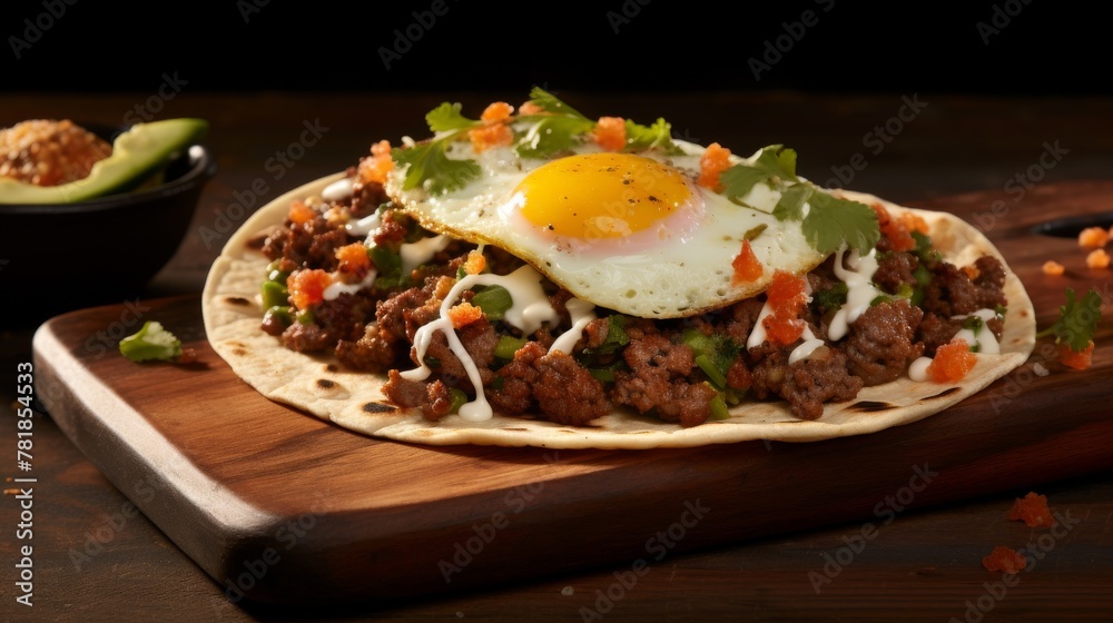 Taco filled with eggs and creamy avocado Taco filled with eggs and creamy avocado