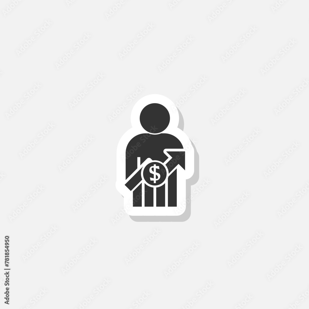 Salary increase icon sticker isolated on gray background Salary increase icon sticker isolated on gray background