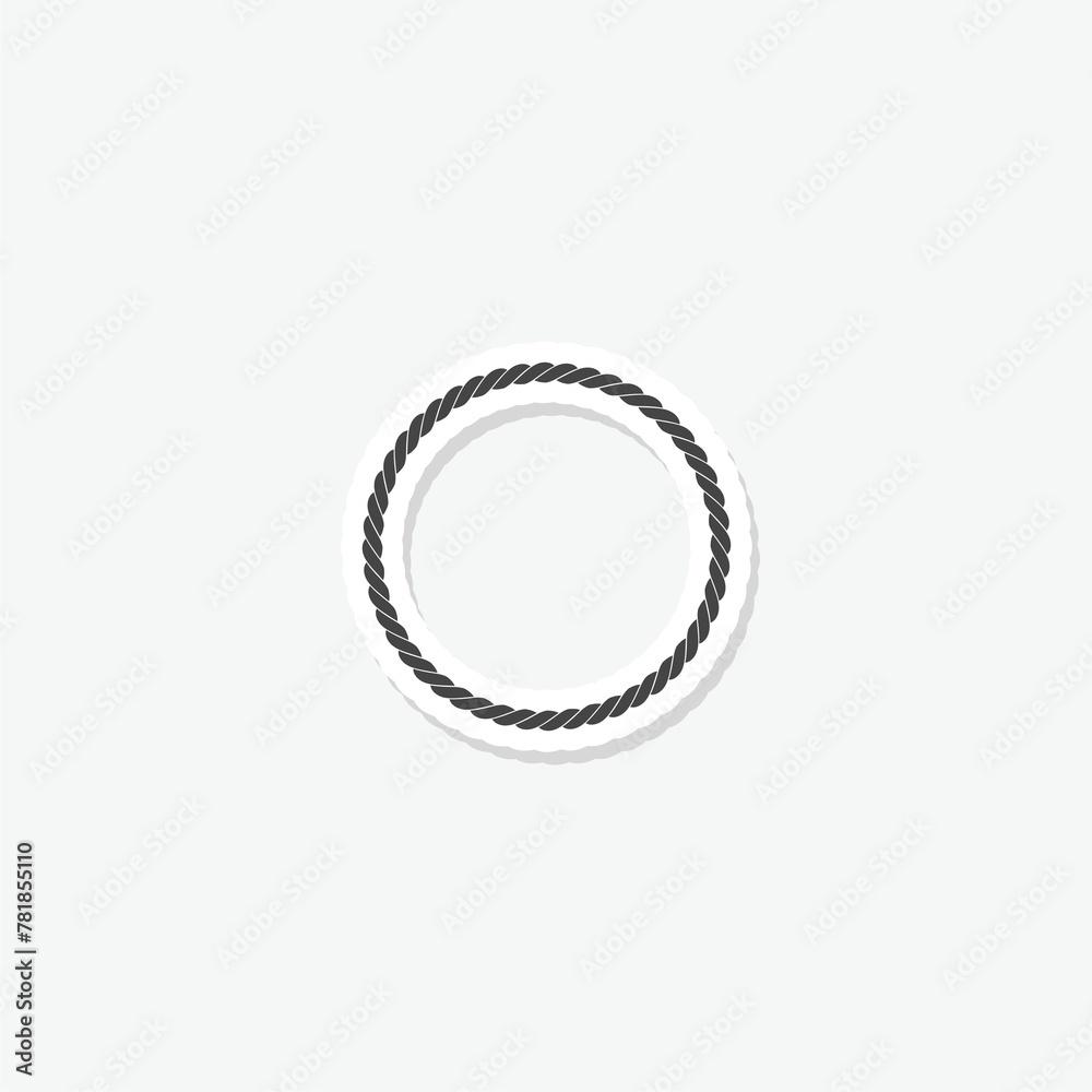 Round frame made of rope icon sticker isolated on gray background Round frame made of rope icon sticker isolated on gray background