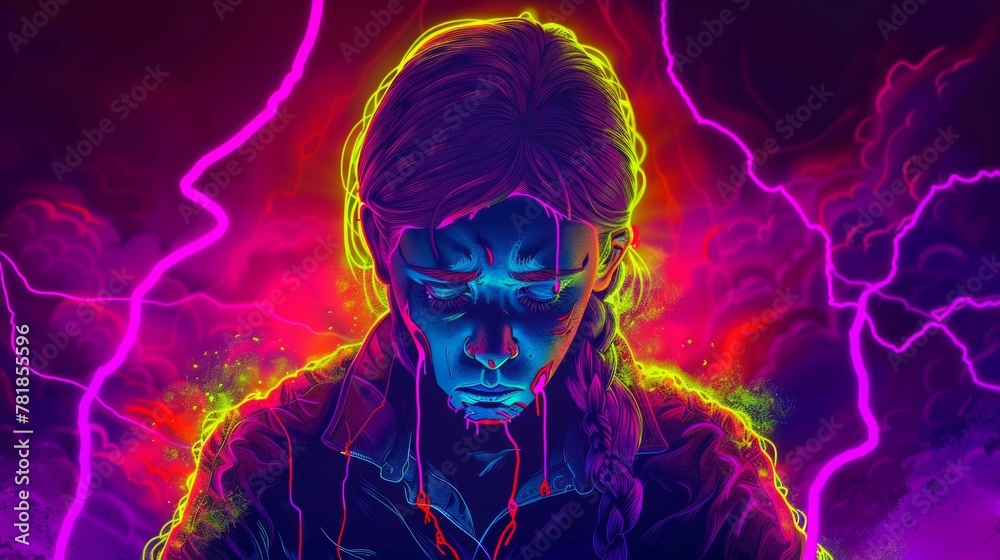 Obraz premium Anxiety is a feeling of fear, dread, and uneasiness. It might cause you to sweat, feel restless and tense, and have a rapid heartbeat