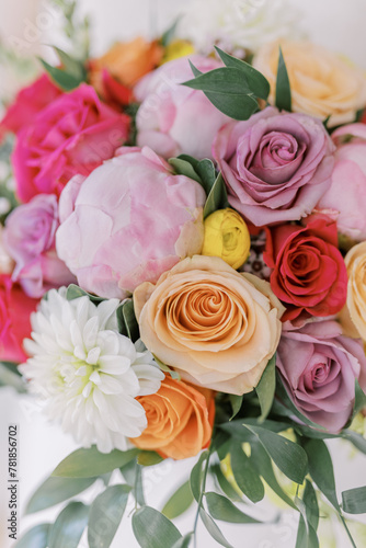 Vibrant bridal bouquet with assorted flowers