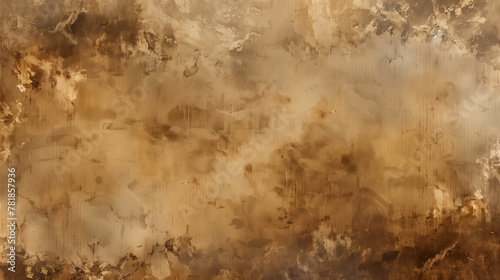 Brown background with grunge texture, watercolor painted mottled brown background with vintage marbled textured design on cloudy sepia brown banner, distressed old antique parchment © Khajornyot