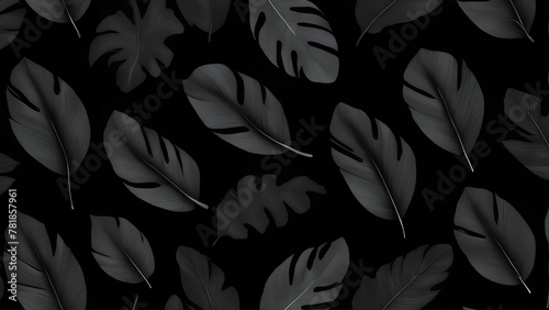 Textures of abstract black leaves for tropical leaf background photo