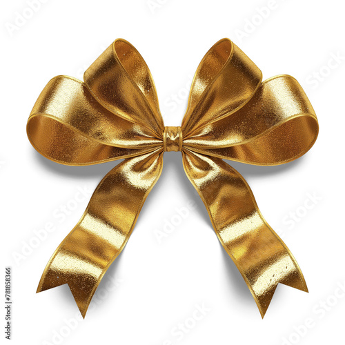 golden bow isolated on white photo