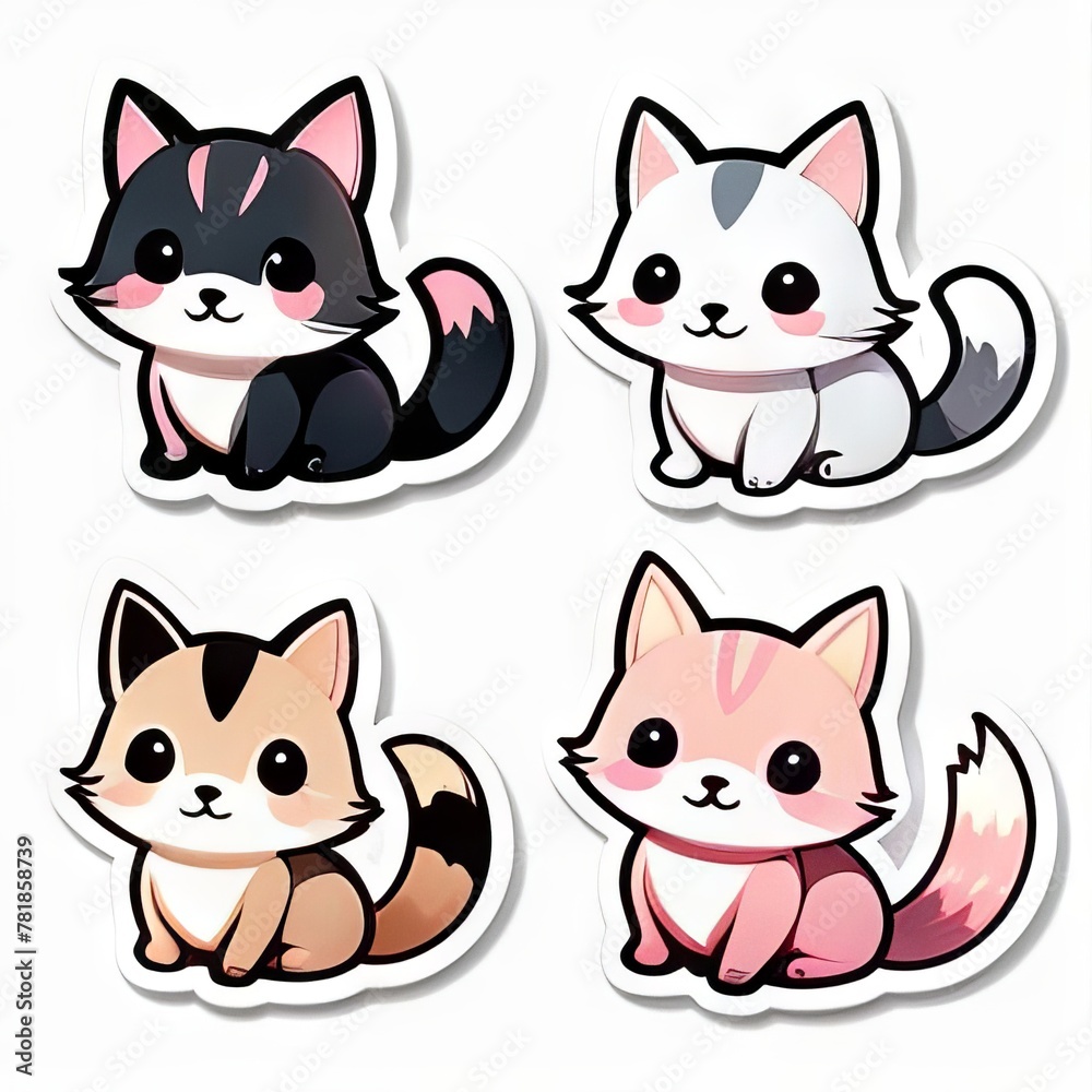 Set of stickers with funny kittens. Animal stickers.
Set of stickers with funny kittens. Animal stickers.