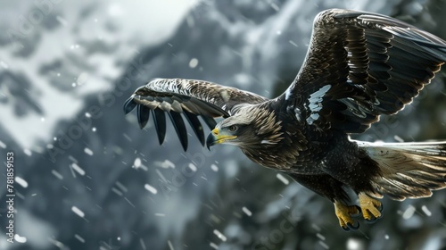 Develop a storyboard for a short film or animation following the journey of a young eagle as it learns to hunt and survive in the wild   photo