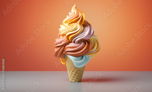 美味しそうなコーンカップのアイスクリーム photo