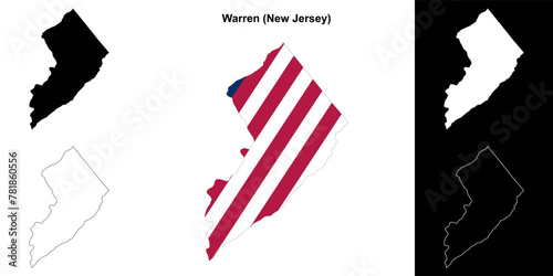 Warren County (New Jersey) outline map set photo