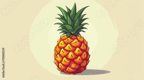 Pineapple fruit healthy organic food icon. Colorful