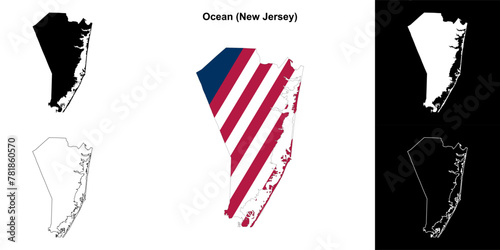 Ocean County (New Jersey) outline map set
