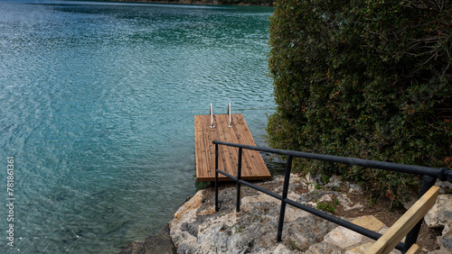 A charming small pier nestled amidst breathtaking nature. 
