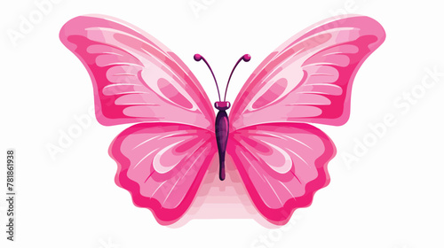 Pink butterfly on white background 2d flat cartoon © Mishi