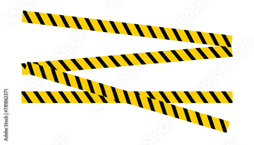 Yellow and black warning tapes, Warning tape isolated on white background, Accident or danger warning, yellow line black stripe caution tapes danger warning ribbons