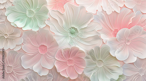 The luxury of pink and green flowers on a pink background. AI.