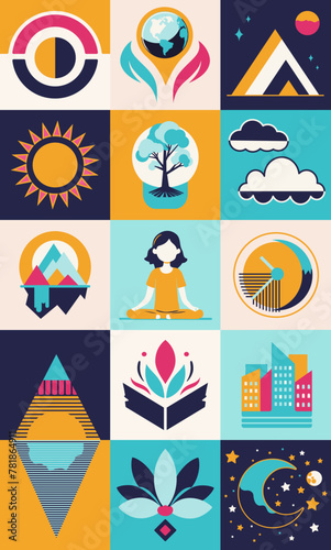 Background with the concept of mental health and planet preservation