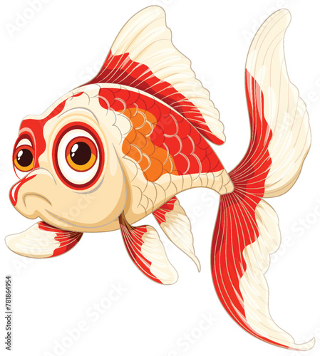 Vibrant vector art of a cartoon goldfish