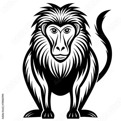 baboon---white-background--silhouette-vector-style