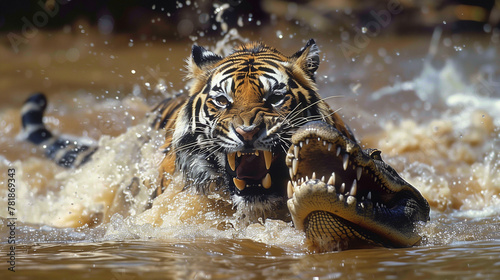 Obraz na płótnie tigre et crocodile