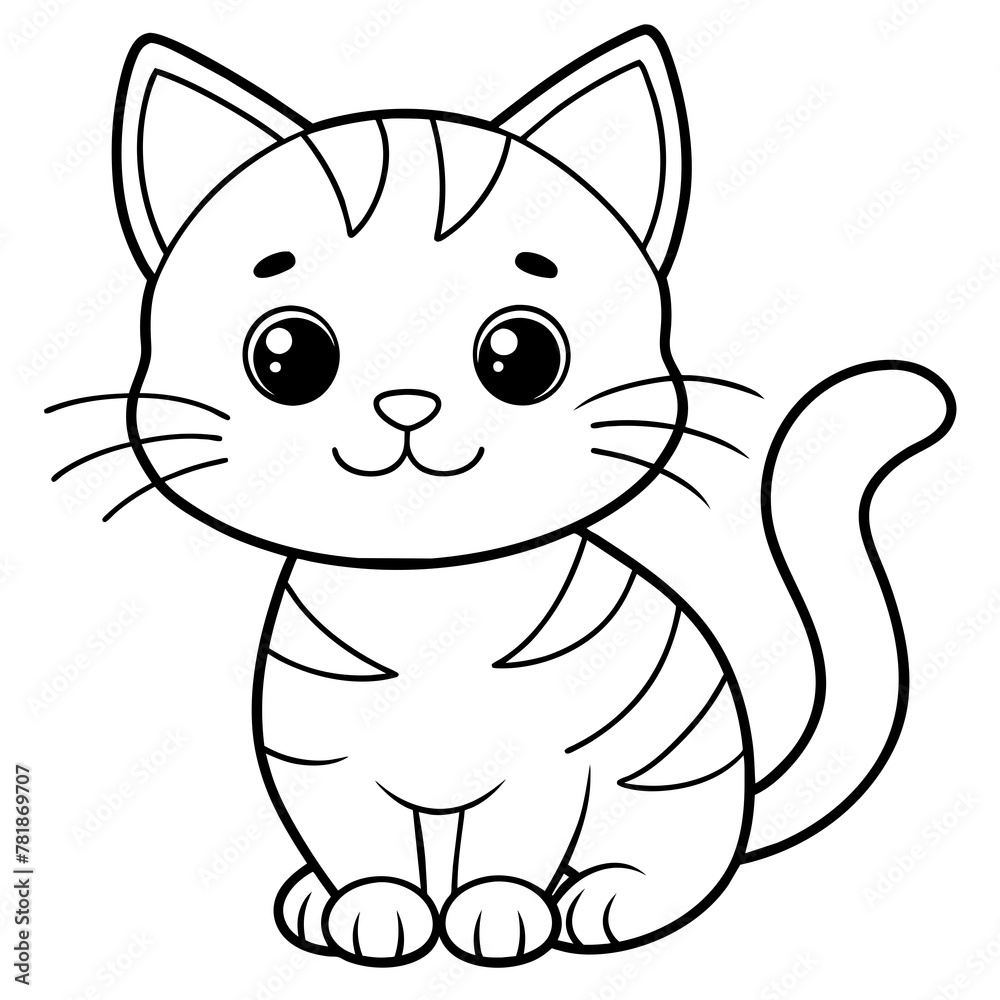 adorable cat kawaii style colouring page white background -Vector illustration adorable cat kawaii style colouring page white background -Vector illustration