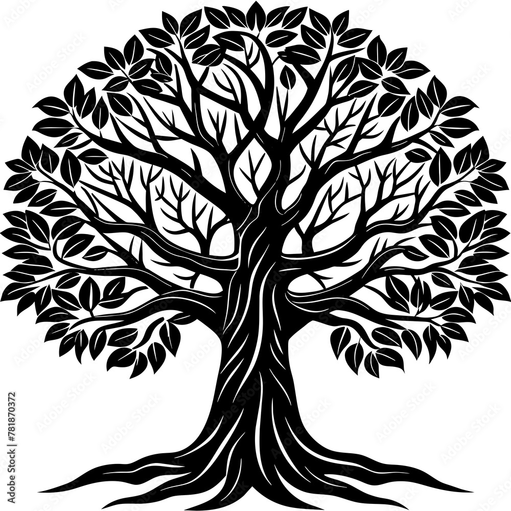 Obraz premium tree with roots tree silhouette -Vector illustration