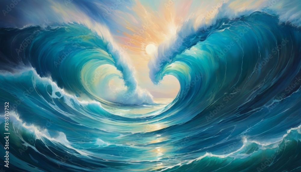 The stunning interplay of ocean waves forming a heart shape with the serene sunset in the background, encapsulating the beauty and power of nature.. AI Generation The stunning interplay of ocean waves forming a heart shape with the serene sunset in the background, encapsulating the beauty and power of nature.. AI Generation