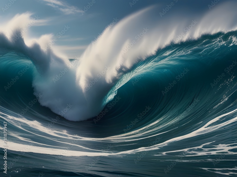 Sun-dappled waves roll across a blue ocean, reflecting the beauty of a cloudy summer day Sun-dappled waves roll across a blue ocean, reflecting the beauty of a cloudy summer day