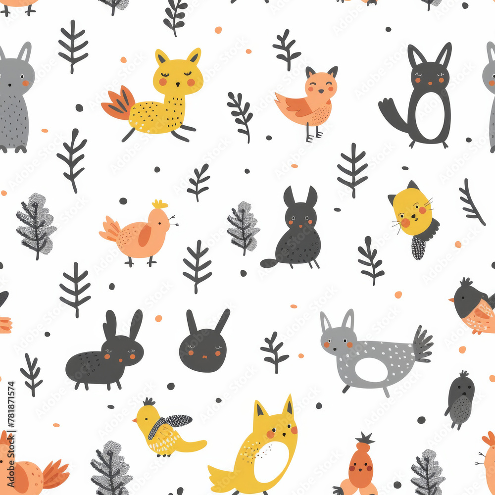 Obraz premium an illustration of an minimal animal pattern on a white background