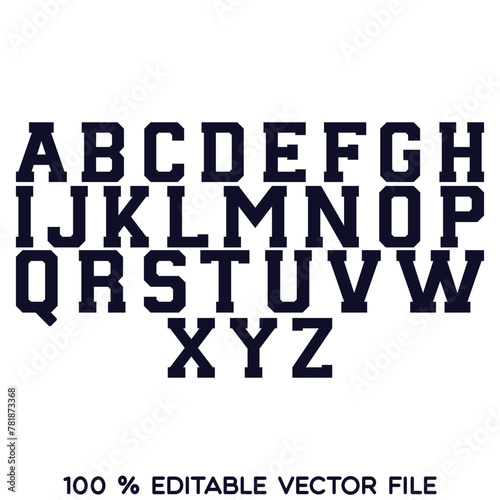 Classic college font. Vintage sport font in american style for football, baseball or basketball logos and t-shirt. Athletic department typeface, varsity style font. Vector