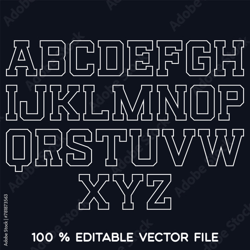 Classic college font. Vintage sport font in american style for football, baseball or basketball logos and t-shirt. Athletic department typeface, varsity style font. Vector
