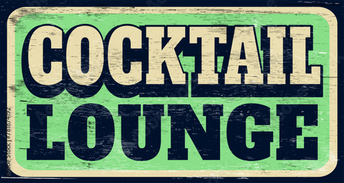 Wallpaper Mural Aged vintage cocktail lounge sign on wood Torontodigital.ca