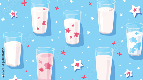 Playful glass of milk vector background cute patter
