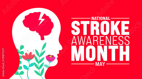 May is National Stroke Awareness Month background template. Holiday concept. use to background, banner, placard, card, and poster design template with text inscription and standard color. vector