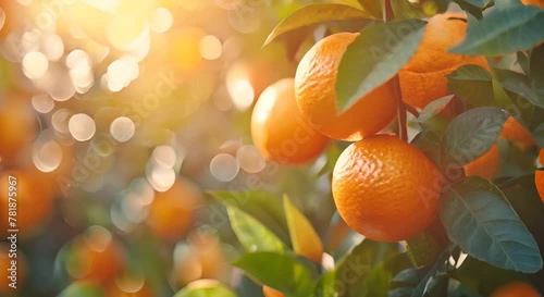 Bright citrus fruits rich in vitamins, on a sunlit blurred background, photo