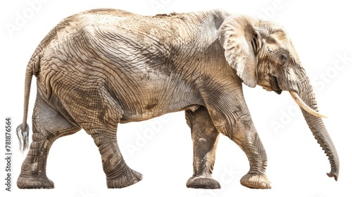 Graceful Stride  Majestic African Elephant Walking in Isolated Studio Shot