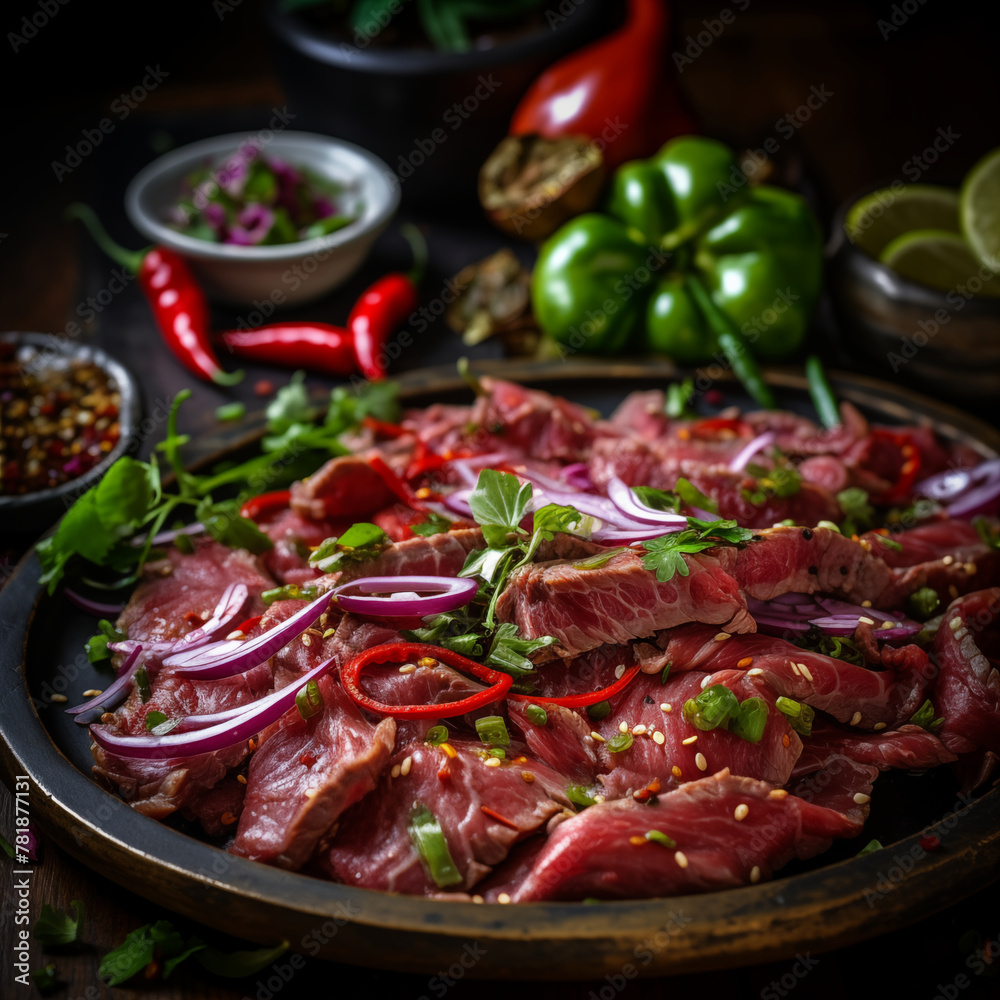 Thai Spice Explosion: Raw Beef Salad - A Bold and Flavorful Isaan Dish
