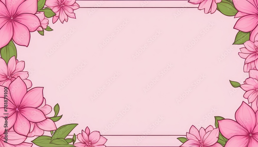 Fototapeta premium Embrace elegance with our hand-drawn pink floral frame illustration. A blank canvas awaits your text or photo
