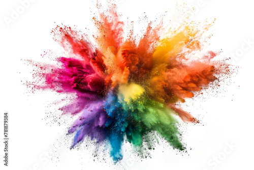 Explosion splash of colorful powder with freeze isolated on background, abstract splatter of colored dust powder.