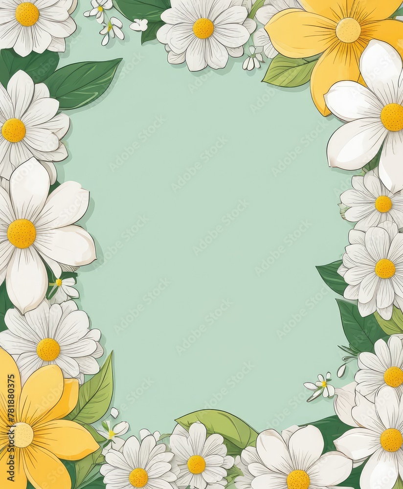 Obraz premium Enter the world of elegance with our hand-drawn white floral frame illustration
