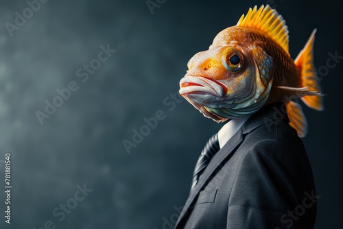 Fish in a Business Suit, Animal Businessman, Funny Sea Boss, Fish Headed Man in a Business Suit