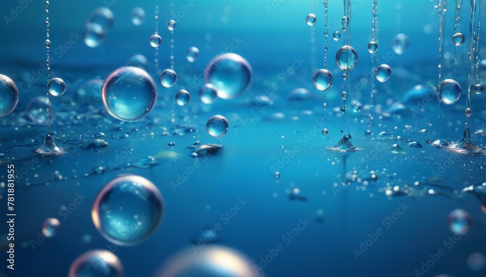 Realistic representation of microscopic bubbles suspended in liquid, with a focus on the interaction of light, shadow, and transparent surfaces. AI Generation