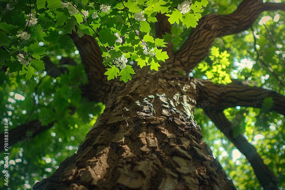 The Canopy of Life A Close-up View of a Tree's Leaves and Branches Generative AI The Canopy of Life A Close-up View of a Tree's Leaves and Branches Generative AI