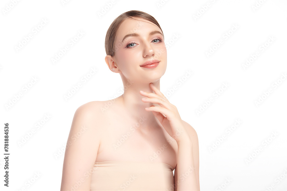Beautiful young woman with clean fresh skin on white background, Face care, Facial treatment, Cosmetology, beauty and spa, women portrait. Beautiful young woman with clean fresh skin on white background, Face care, Facial treatment, Cosmetology, beauty and spa, women portrait.